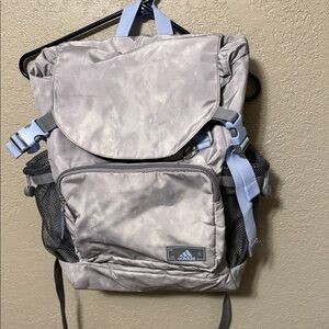 Adidas Gray Backpack with Black Mesh Accents